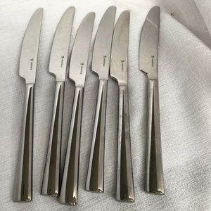 Henckels 6 Dinner Knives Flatware Serrated Edge 9 1/2" Long Square Bottom